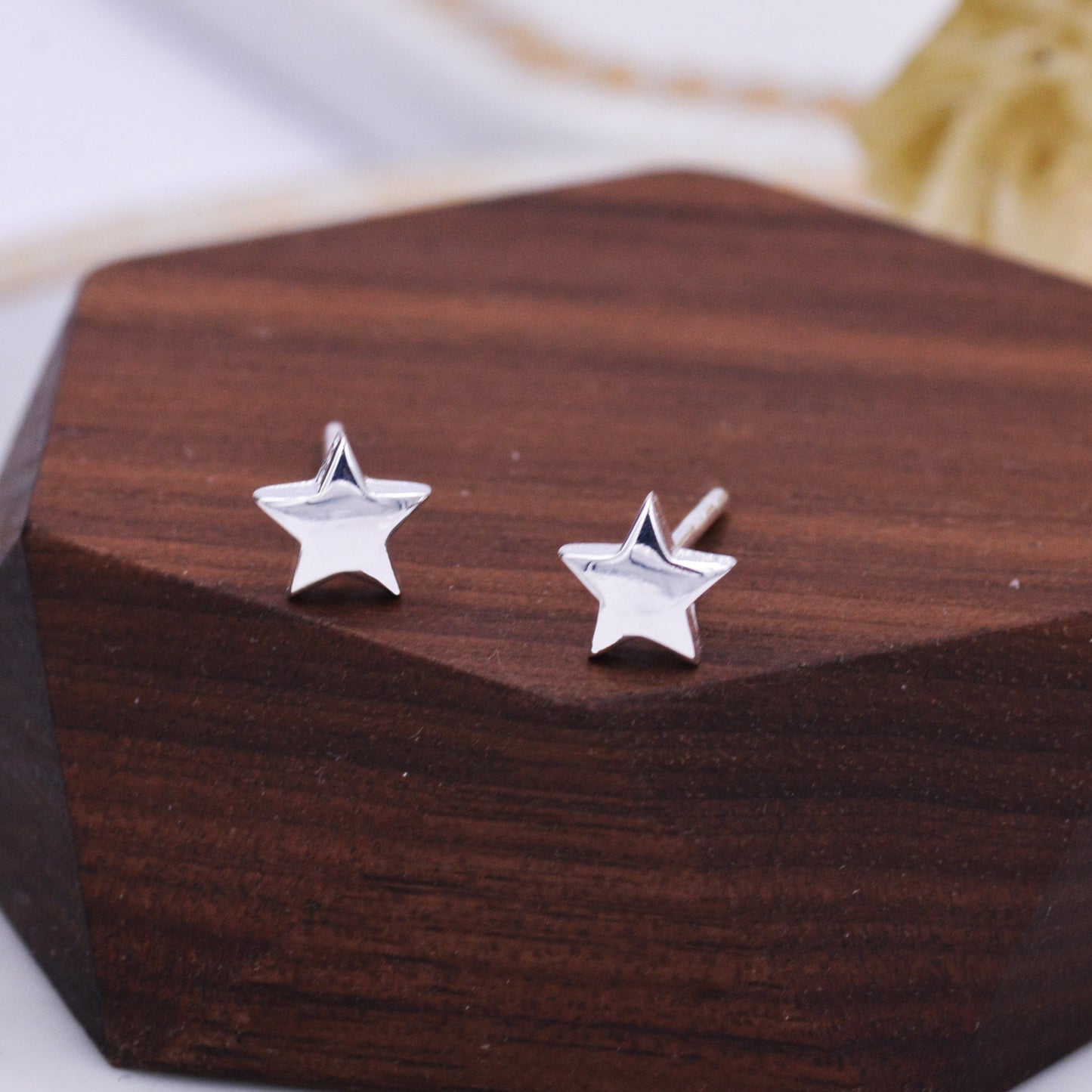 Sterling Silver Very Tiny Little Star Stud Earrings, Barely Visible, Minimalist, Geometric, Cute and Fun Jewellery D84