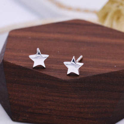 Sterling Silver Very Tiny Little Star Stud Earrings, Barely Visible, Minimalist, Geometric, Cute and Fun Jewellery