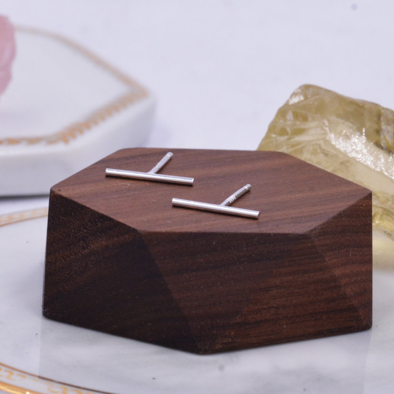 Sterling Silver Skinny Bar Stud Earrings in Sterling Silver, Delicate Geometric Earrings