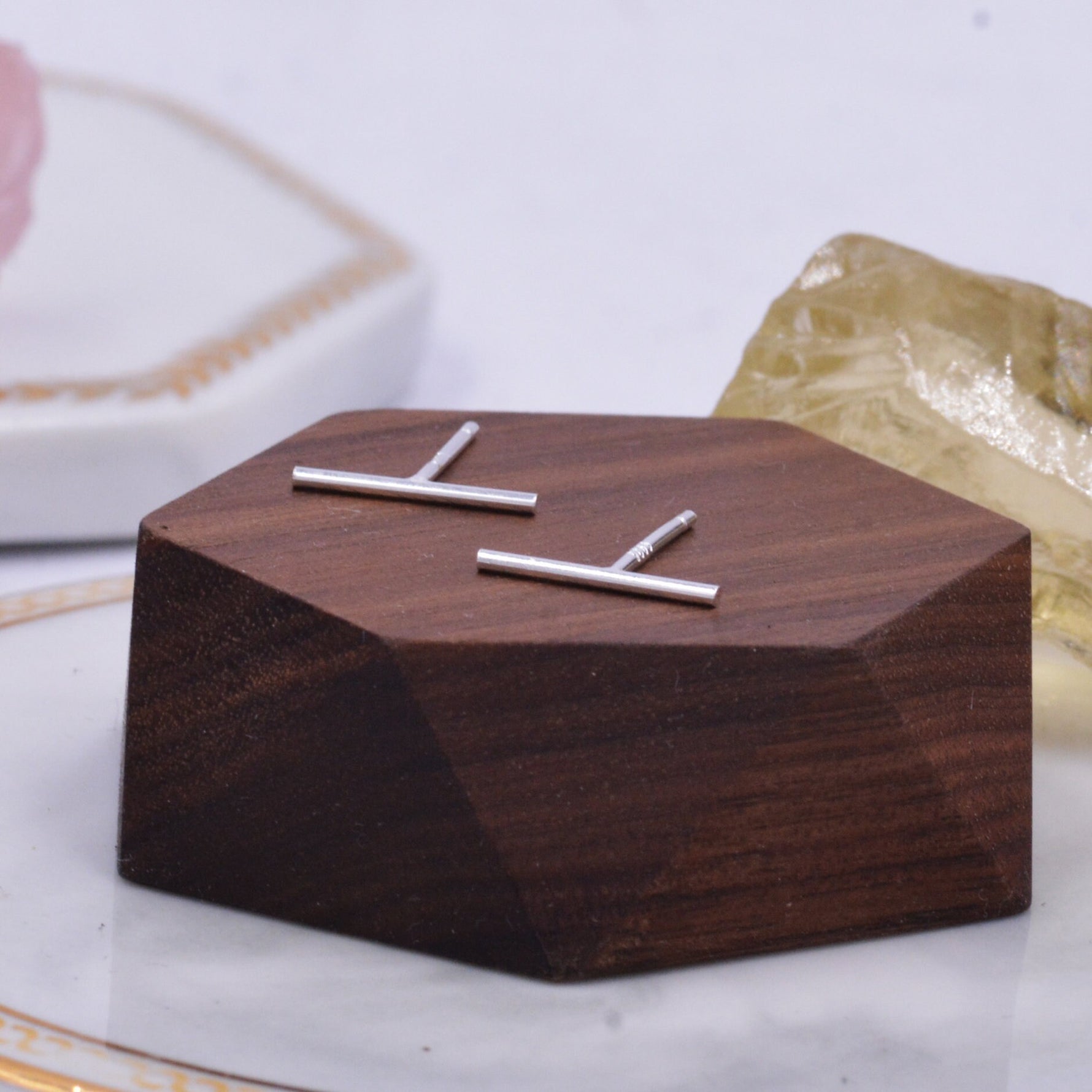 Sterling Silver Skinny Bar Stud Earrings in Sterling Silver, Delicate Geometric Earrings