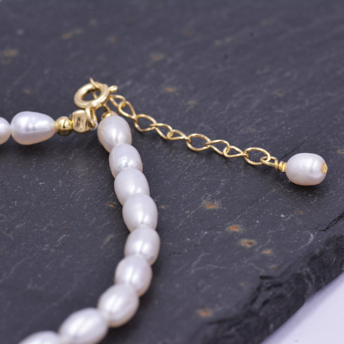 7mm Baroque Pearl Beaded Bracelet with Pearl Drop Clasp