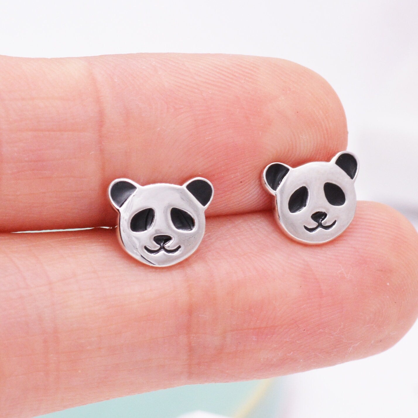 Sterling Silver Panda Bear Stud Earrings, Cute and Quirky Jewellery, Nature, Animal Earrings