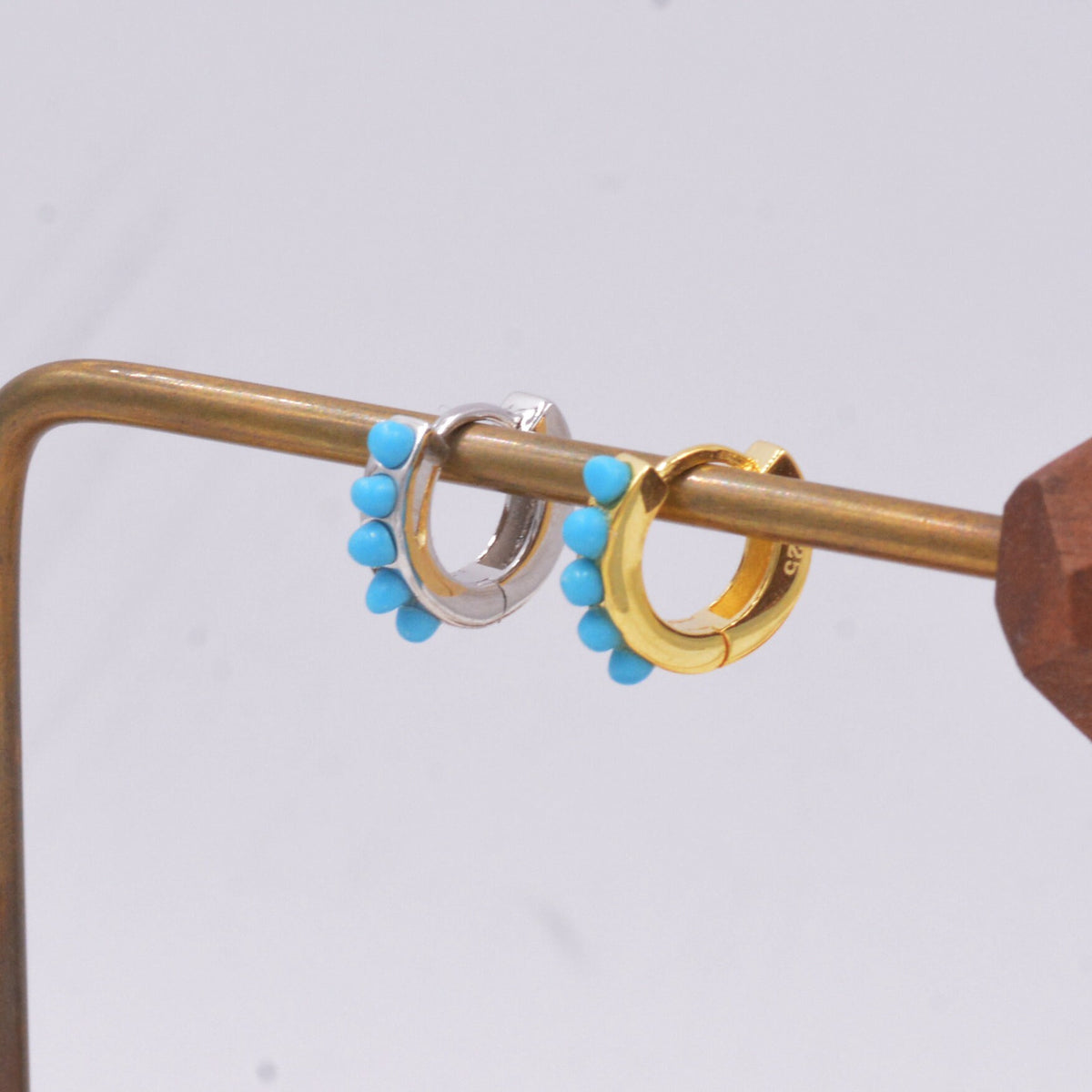 Turquoise Huggie Hoop Earrings