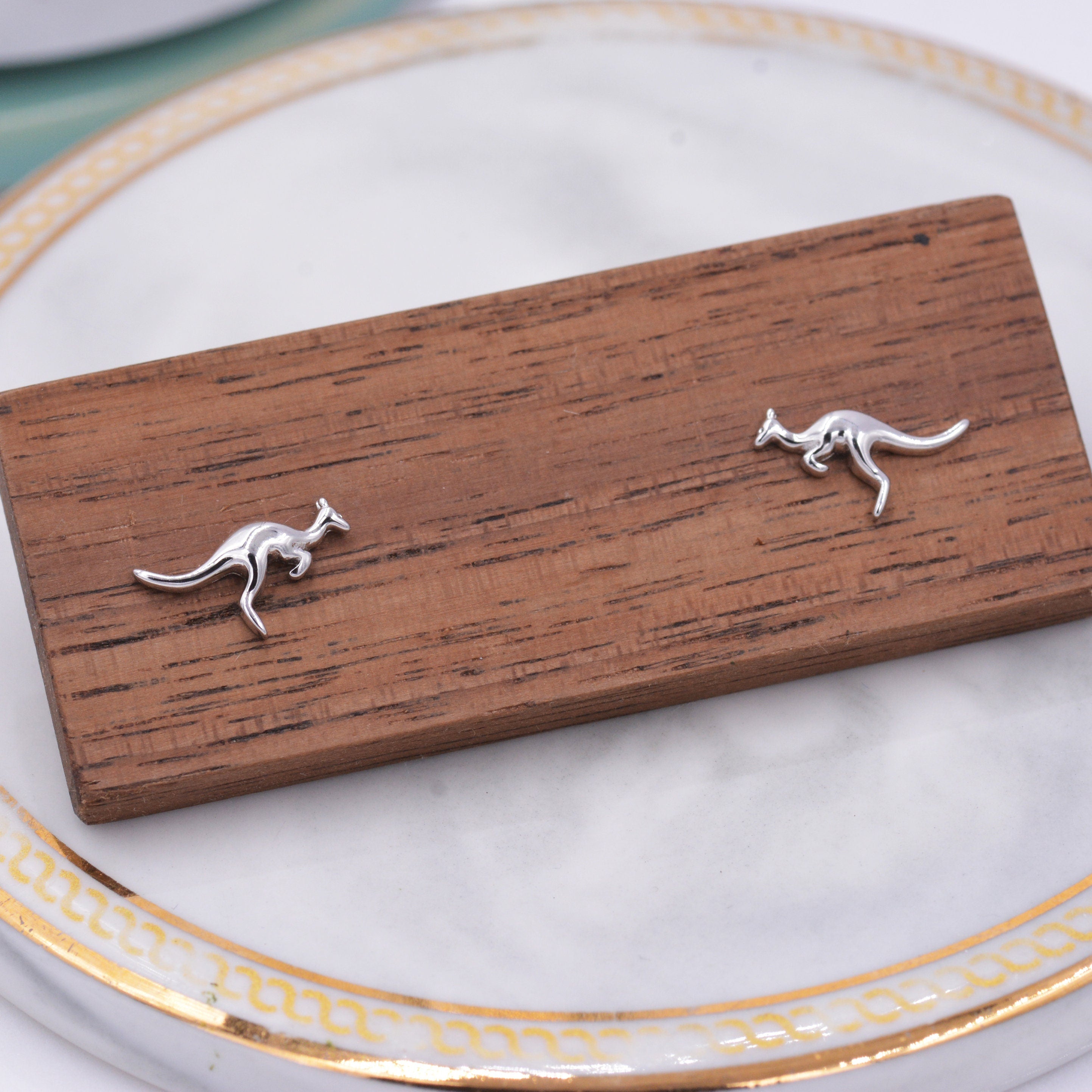 Solid Gold Tiny Kangaroo Earring / Wild Animal online Stud Australia / Dainty Gift for Women, Men