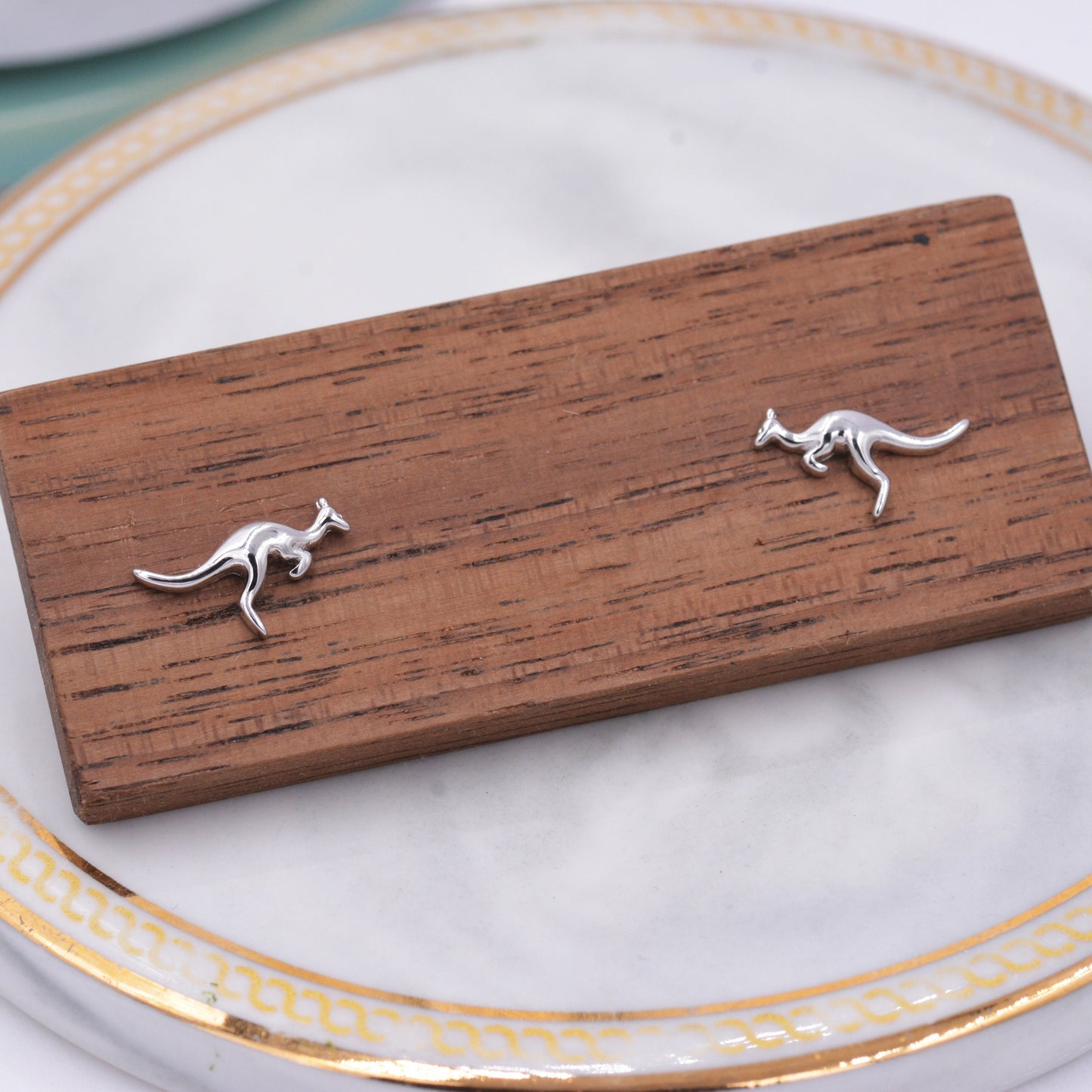 Sterling Silver Kangaroo Stud Earrings, Cute and Quirky Jewellery, Nature, Animal Earrings