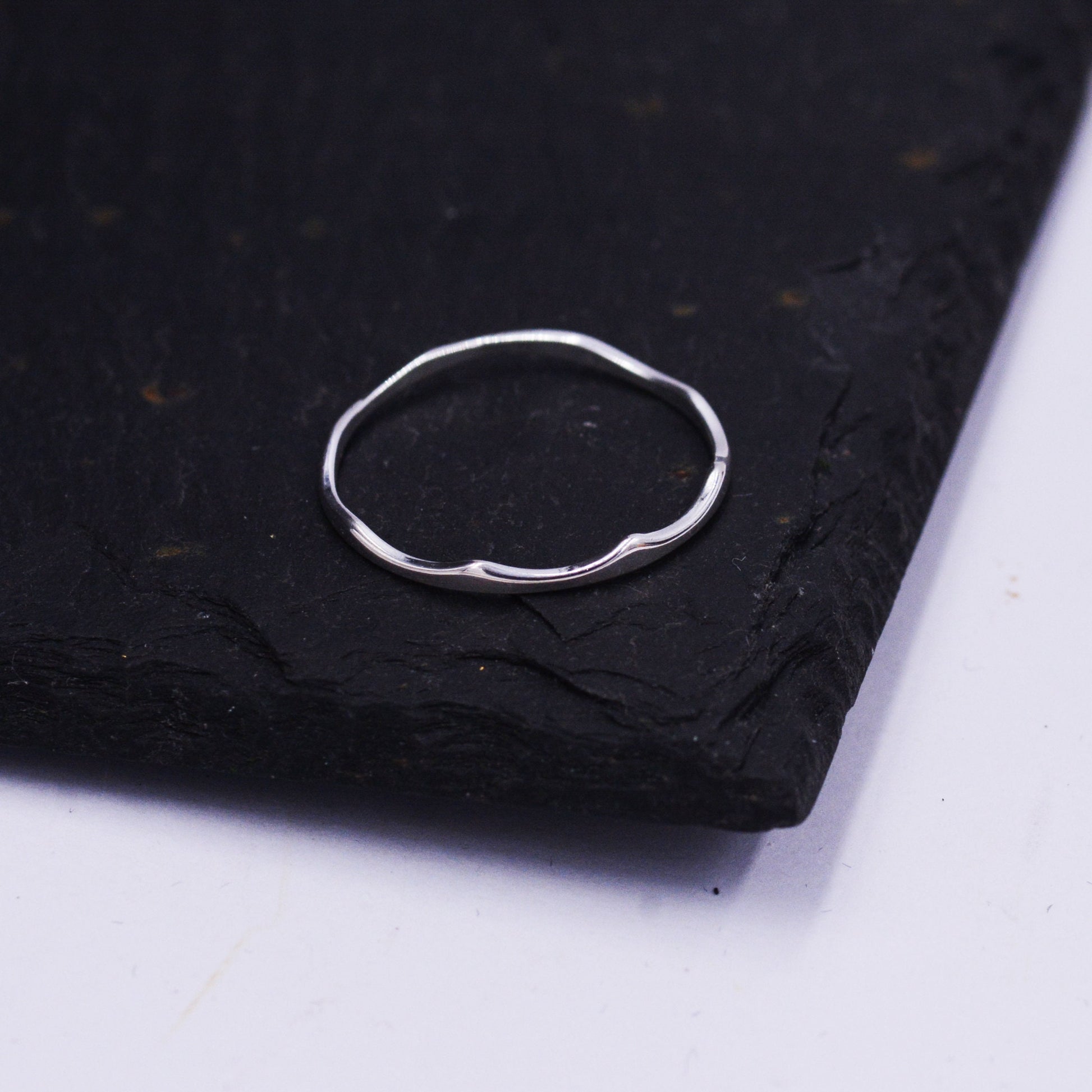 Sterling Silver Ripple Ring, Very Skinny Delicate Ring Band, Stacking Ring US 5-8, Wave Ring
