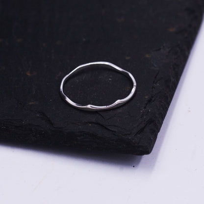 Sterling Silver Ripple Ring, Very Skinny Delicate Ring Band, Stacking Ring US 5-8, Wave Ring