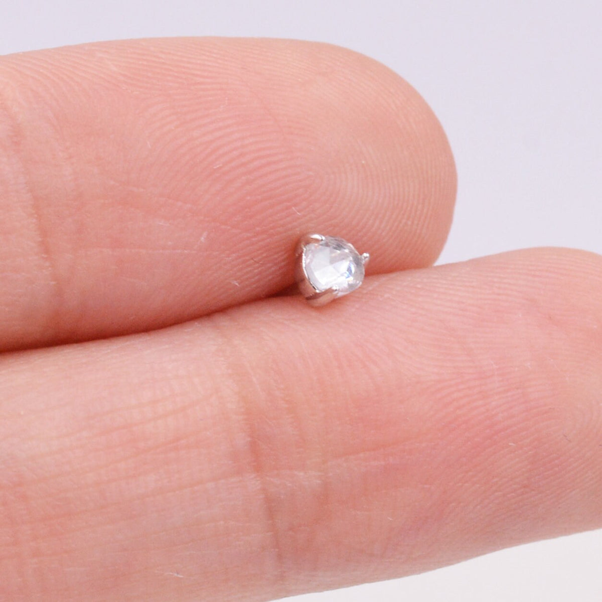 3mm Rose Cut White Topaz Stud Earrings