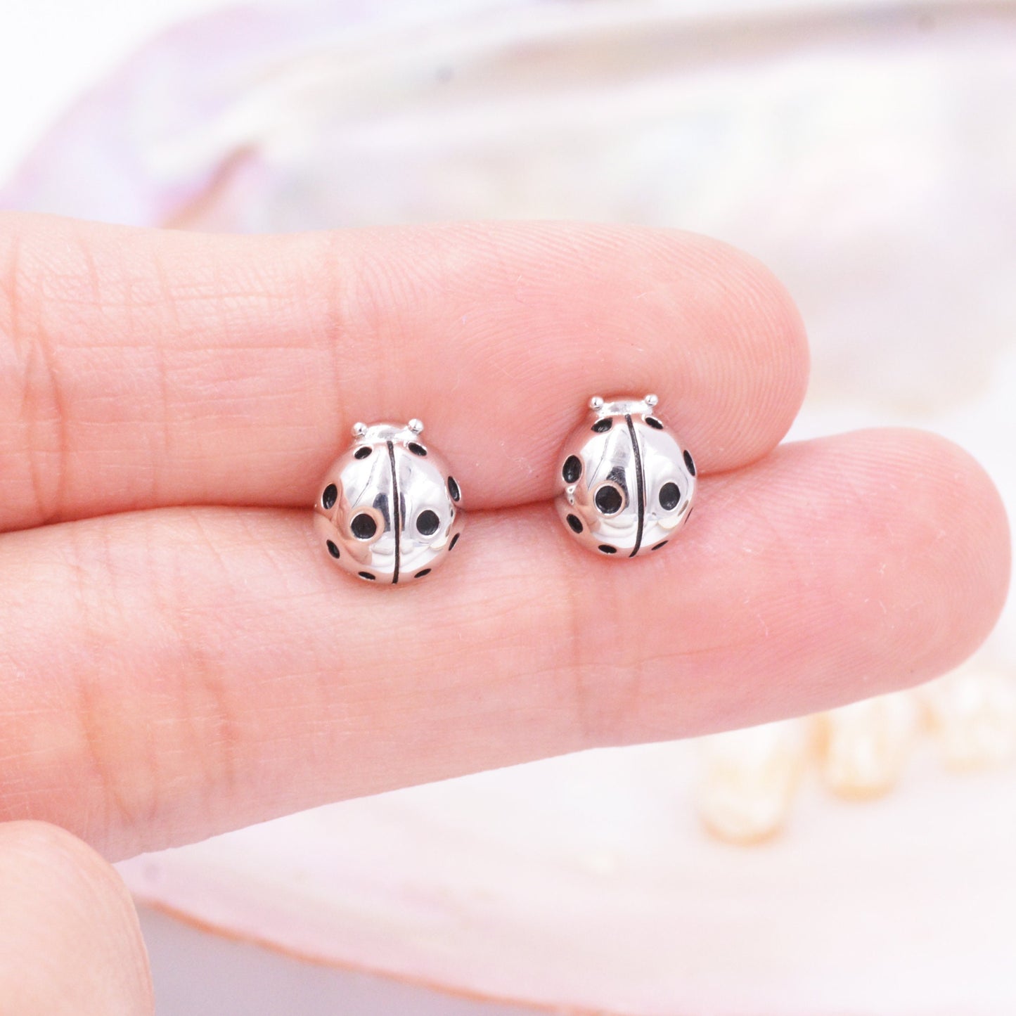 Sterling Silver Ladybird Stud Earrings, Animal Earrings, Cute and Quirky