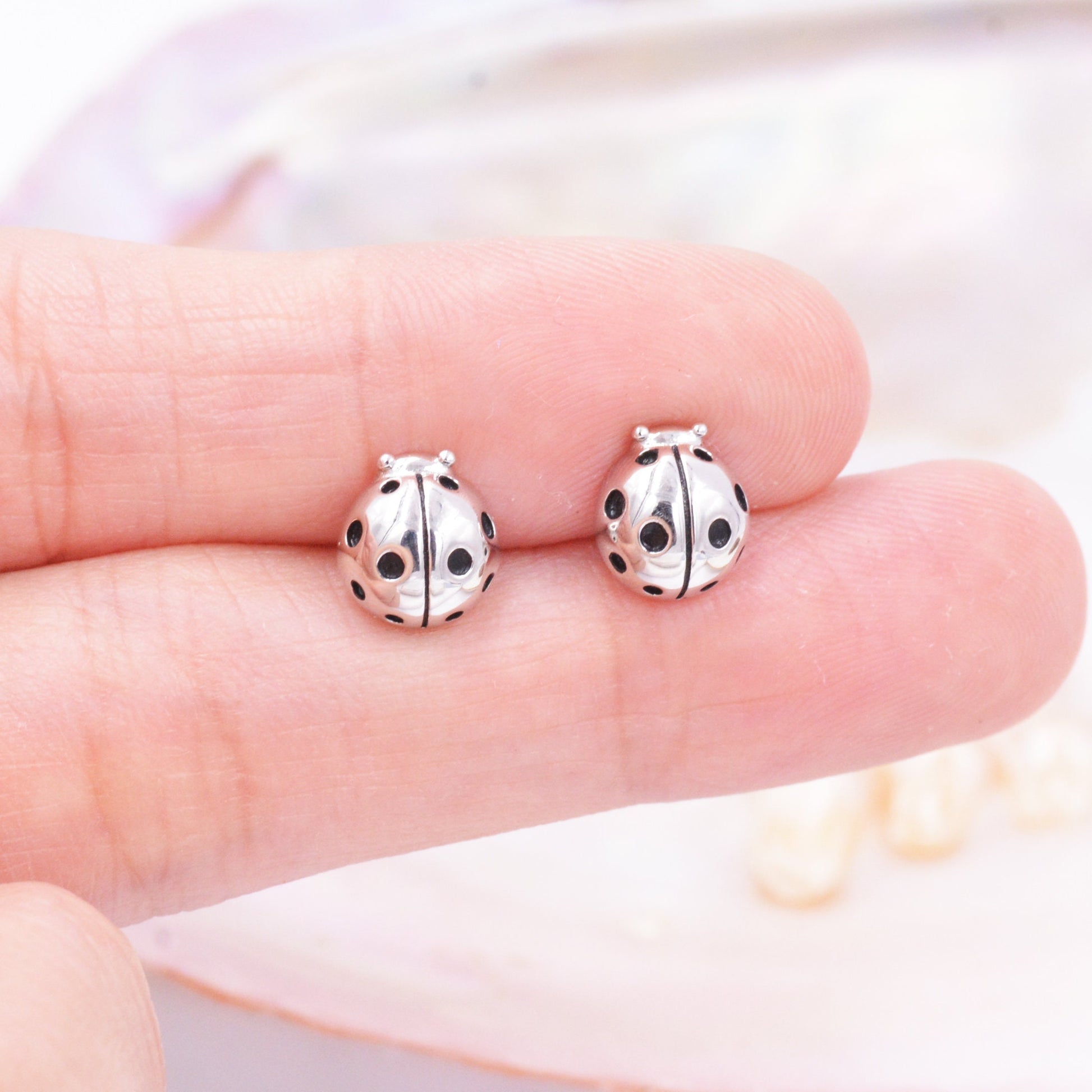 Sterling Silver Ladybird Stud Earrings, Animal Earrings, Cute and Quirky