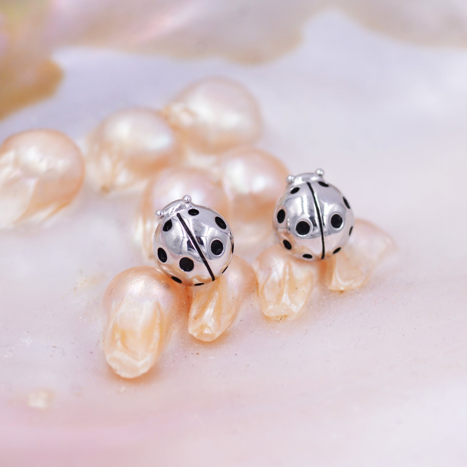 Sterling Silver Ladybird Stud Earrings, Animal Earrings, Cute and Quirky