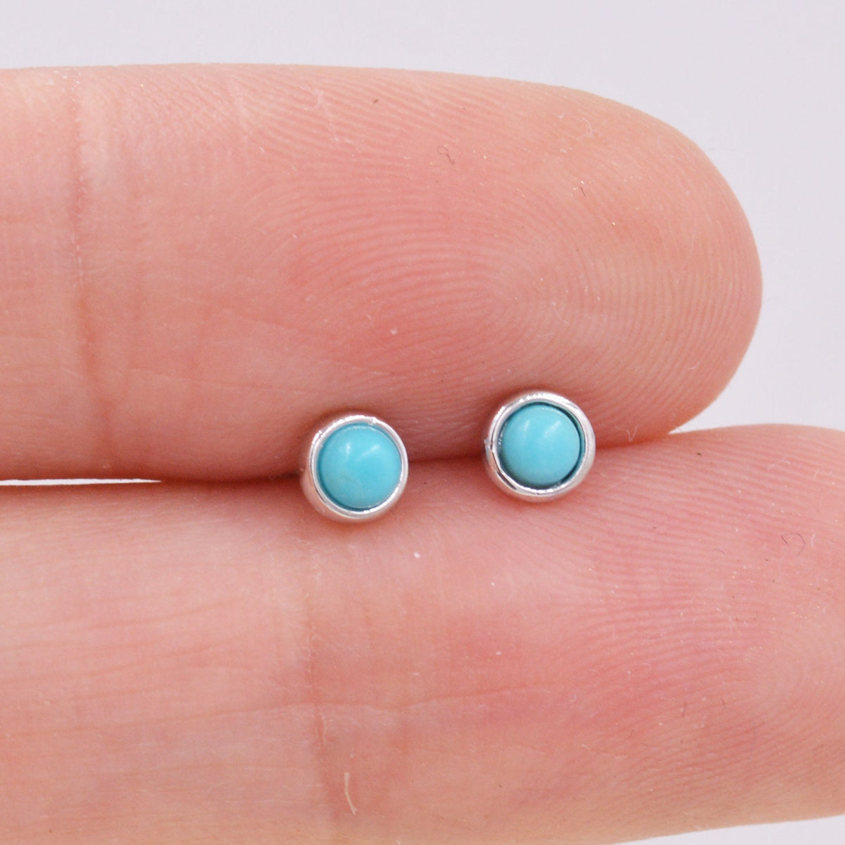 4mm Tiny Turquoise Stud Earrings