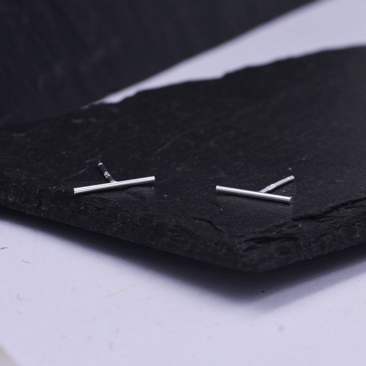Sterling Silver Skinny Bar Stud Earrings in Sterling Silver, Delicate Geometric Earrings