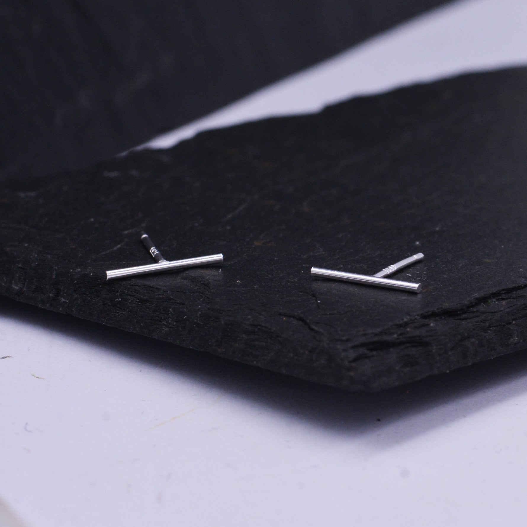 Sterling Silver Skinny Bar Stud Earrings in Sterling Silver, Delicate Geometric Earrings