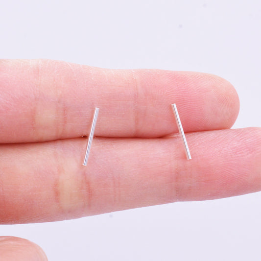 Sterling Silver Skinny Bar Stud Earrings in Sterling Silver, Delicate Geometric Earrings