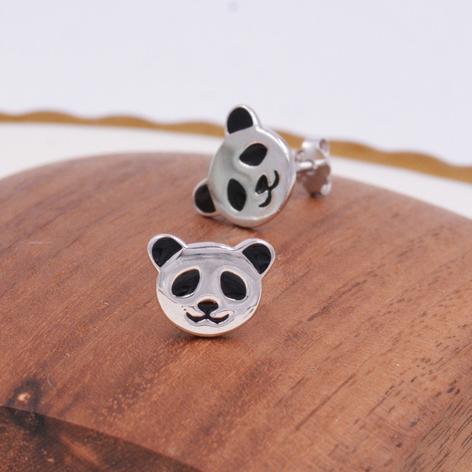 Sterling Silver Panda Bear Stud Earrings, Cute and Quirky Jewellery, Nature, Animal Earrings