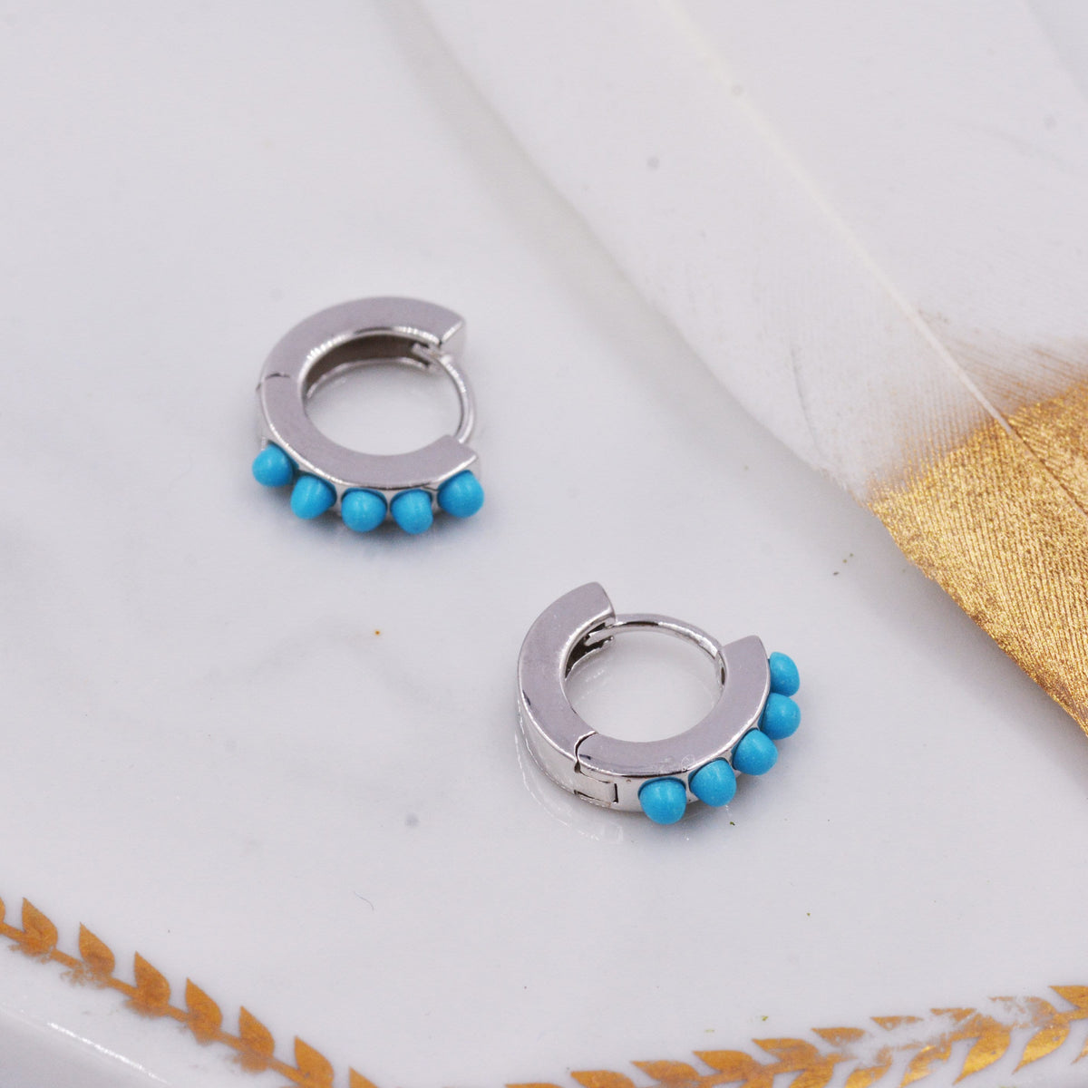 Turquoise Huggie Hoop Earrings