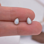 Opal Droplet Stud Earrings in Sterling Silver, Blue or White, Teardrop Opal, Pear Cut Opal Semi-precious Jewellery R99