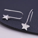 Sterling Silver Star Drop Earrings in Sterling Silver, Star Hook Earrings, Dangle Celestial Earrings