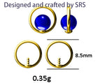 Sterling Silver 'Blue Planet' Saturn Planet Halo Stud Earrings with Lapis Lazuli Gemstone, Gold or Silver, Cute Fun Quirky Design
