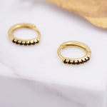 Skinny Huggie Hoop Earrings in Sterling Silver with Black CZ Crystals, Tiny Snug Hoop Earrings, Black Diamond, Simple Hoop Earrings