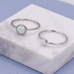 Sterling Silver Opal Ring, US Size 5 6 7 8, Skinny Stacking Ring, White Opal, Midi Ring, Minimalist Geometric Ring