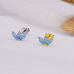 Sterling Silver Blue Opal Marquise Cluster Stud Earrings, Marquise Fan Stud, Opal Crown Stud, Gold or Silver, Minimalist Geometric Design