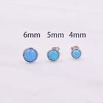 Sterling Silver Blue Opal Stone Crystal Stud Earrings. 4mm, 5mm and 6mm, Gold or Silver, Round Minimalist Opal Earings