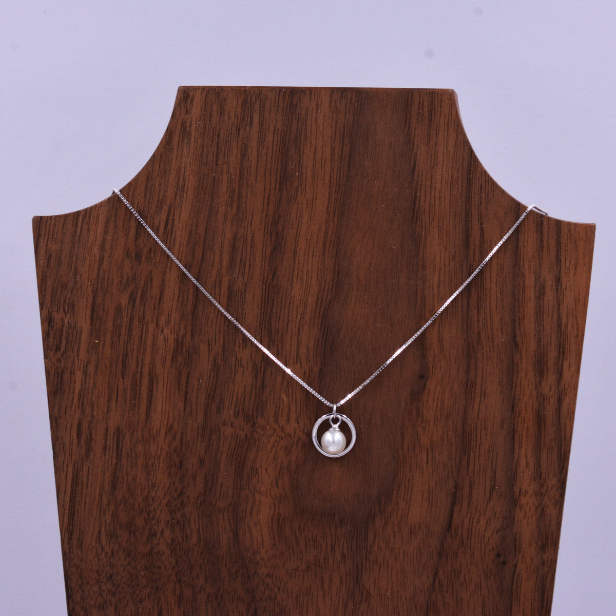 Sterling Silver Circle and Natural Pearl Pendant Necklace, Genuine Freshwater Pearl Necklace, Keshi Pearl Necklace, Pearl and Circle