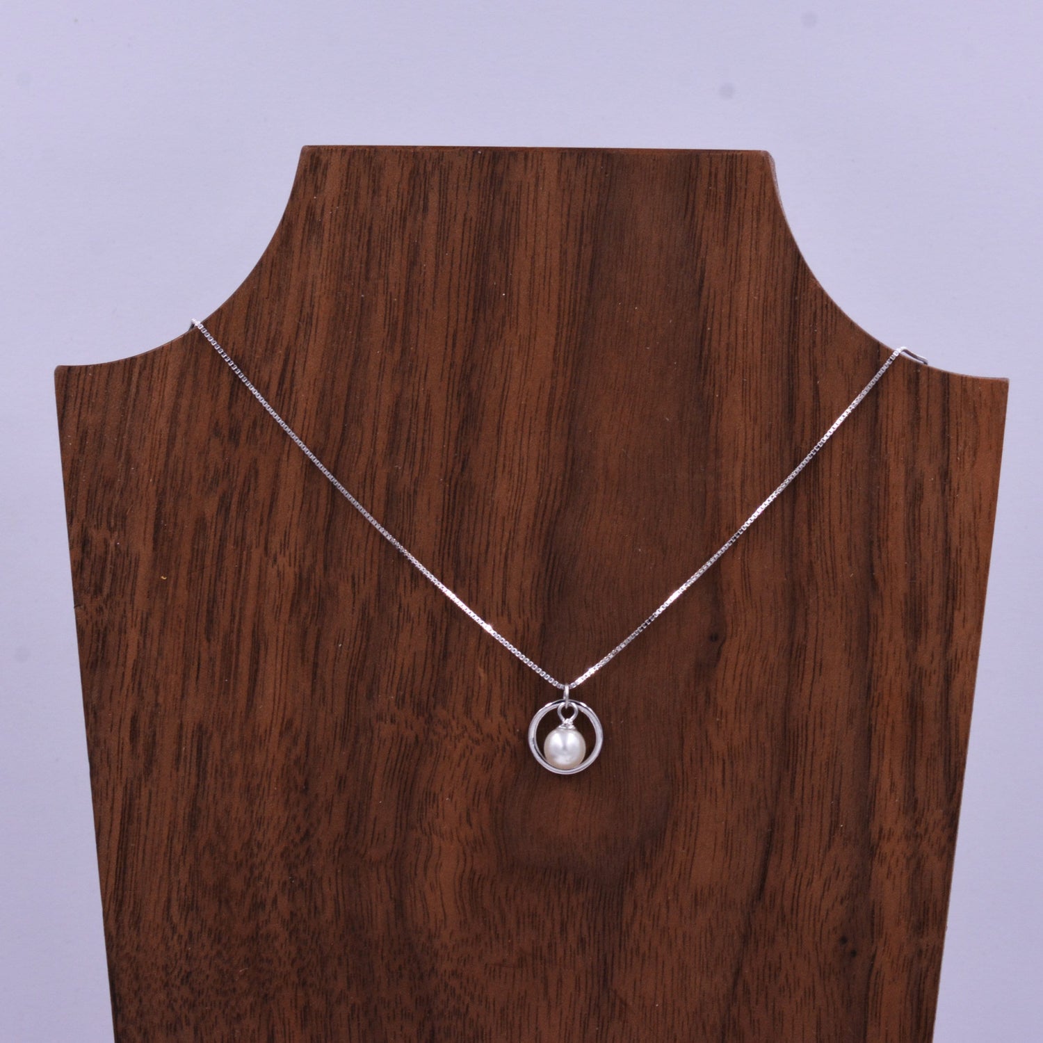 Sterling Silver Circle and Natural Pearl Pendant Necklace, Genuine Freshwater Pearl Necklace, Keshi Pearl Necklace, Pearl and Circle
