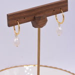 Genuine Baroque Pearl CZ Crystal Large Huggie Hoop Earrings in Sterling Silver, Gold or Silver, Hoop Earrings R99