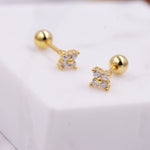 Tiny Hydrangea Flower Inspired 18G Screw Back Earrings with Sparkly CZ Crystals