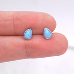 Opal Droplet Stud Earrings in Sterling Silver, Blue or White, Teardrop Opal, Pear Cut Opal Semi-precious Jewellery R99