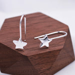 Sterling Silver Star Drop Earrings in Sterling Silver, Star Hook Earrings, Dangle Celestial Earrings