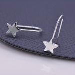 Sterling Silver Star Drop Earrings in Sterling Silver, Star Hook Earrings, Dangle Celestial Earrings