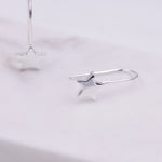 Sterling Silver Star Drop Earrings in Sterling Silver, Star Hook Earrings, Dangle Celestial Earrings