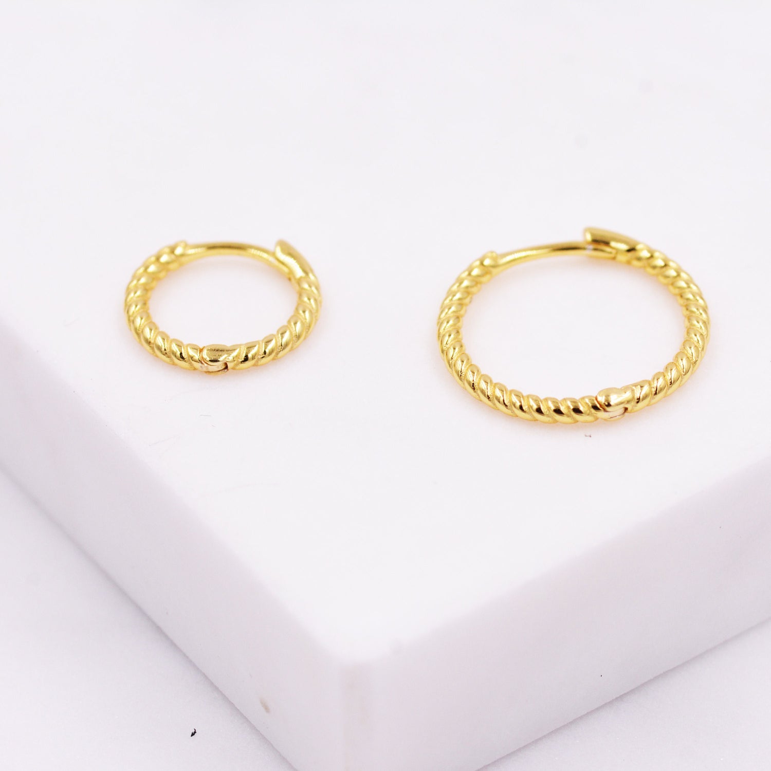 Twist Huggie Hoop Earrings in Sterling Silver, Twisted Hoop Earrings, Silver or Gold, Minimalist Geometric Hoops