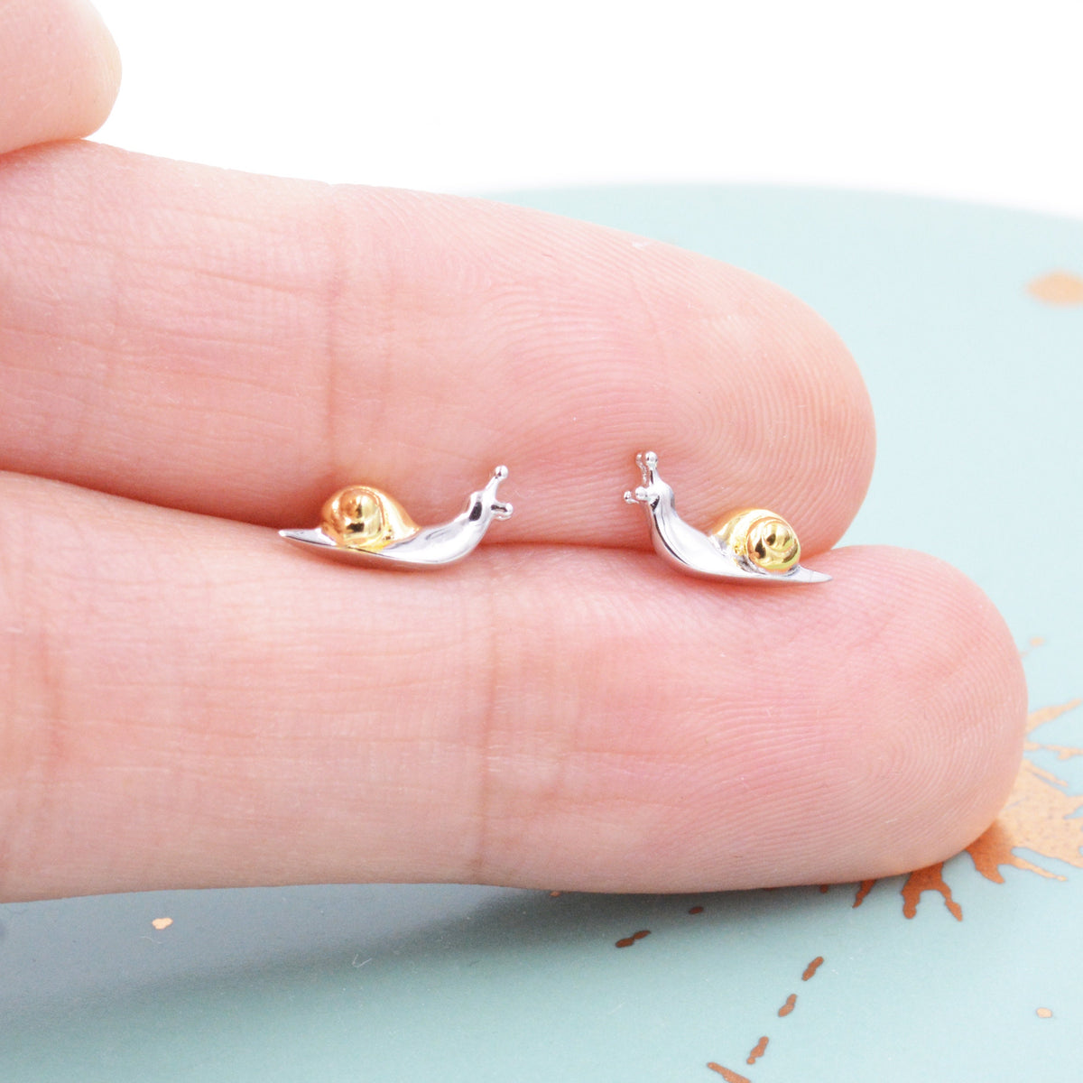 Tiny Little Snail Stud Earrings in Sterling Silver, Cute Snail Stud, Nature Inspired Design
