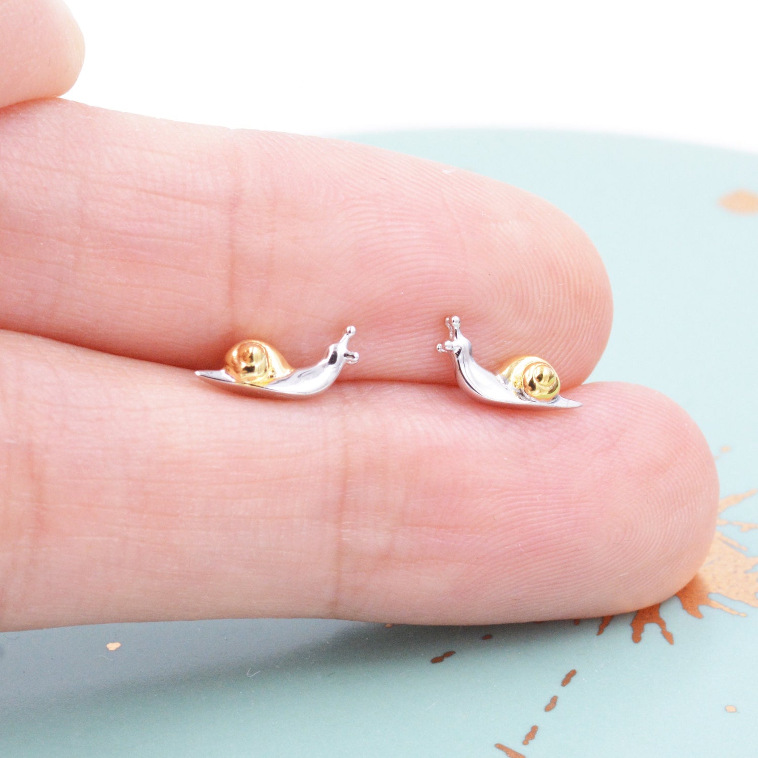 Tiny Little Snail Stud Earrings in Sterling Silver, Cute Snail Stud, Nature Inspired Design