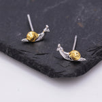 Tiny Little Snail Stud Earrings in Sterling Silver, Cute Snail Stud, Nature Inspired Design