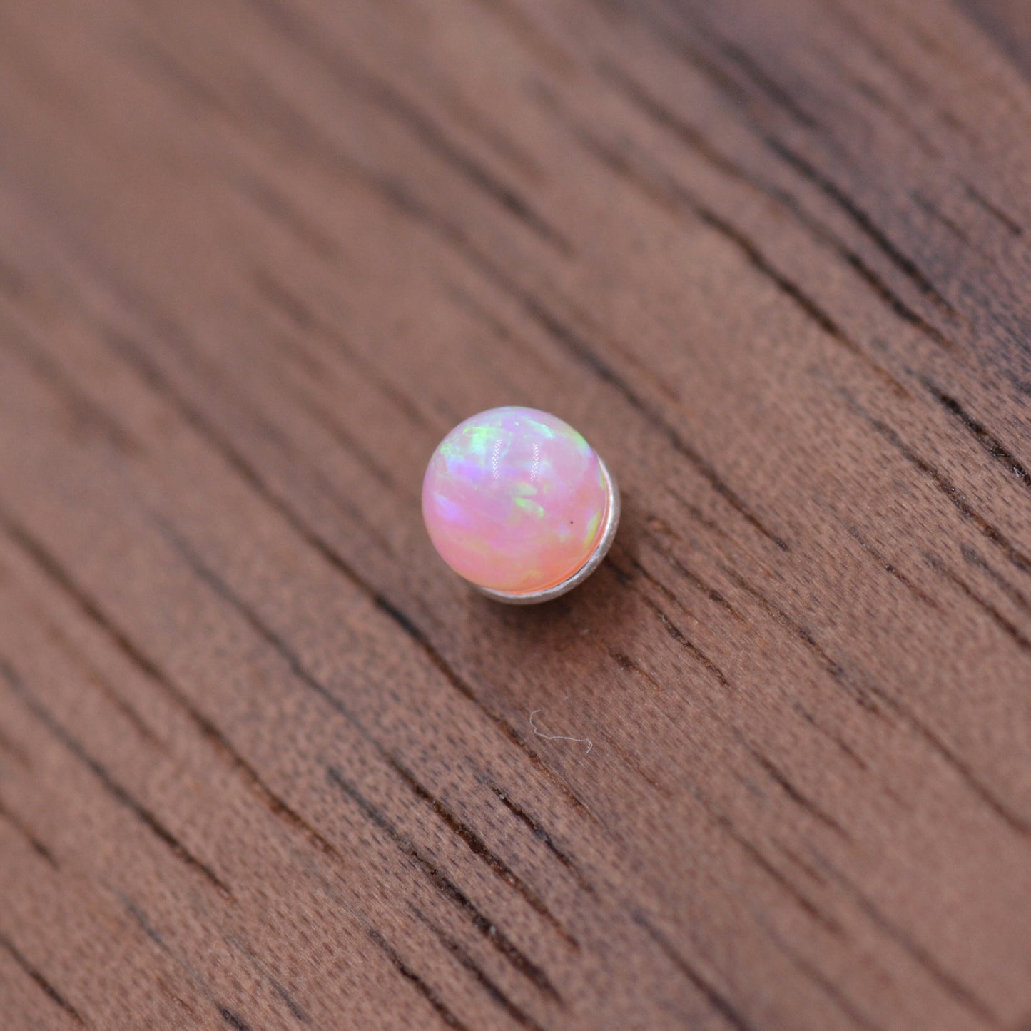 Very Tiny Opal Ball Stud Earrings in Sterling Silver, Pink Opal, White Opal, Dainty Opal Stud