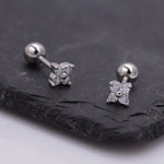 Tiny Hydrangea Flower Inspired 18G Screw Back Earrings with Sparkly CZ Crystals