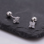 Sterling Silver Tiny Hydrangea Flower Inspired 18G Screw Back Earrings with Sparkly CZ Crystals
