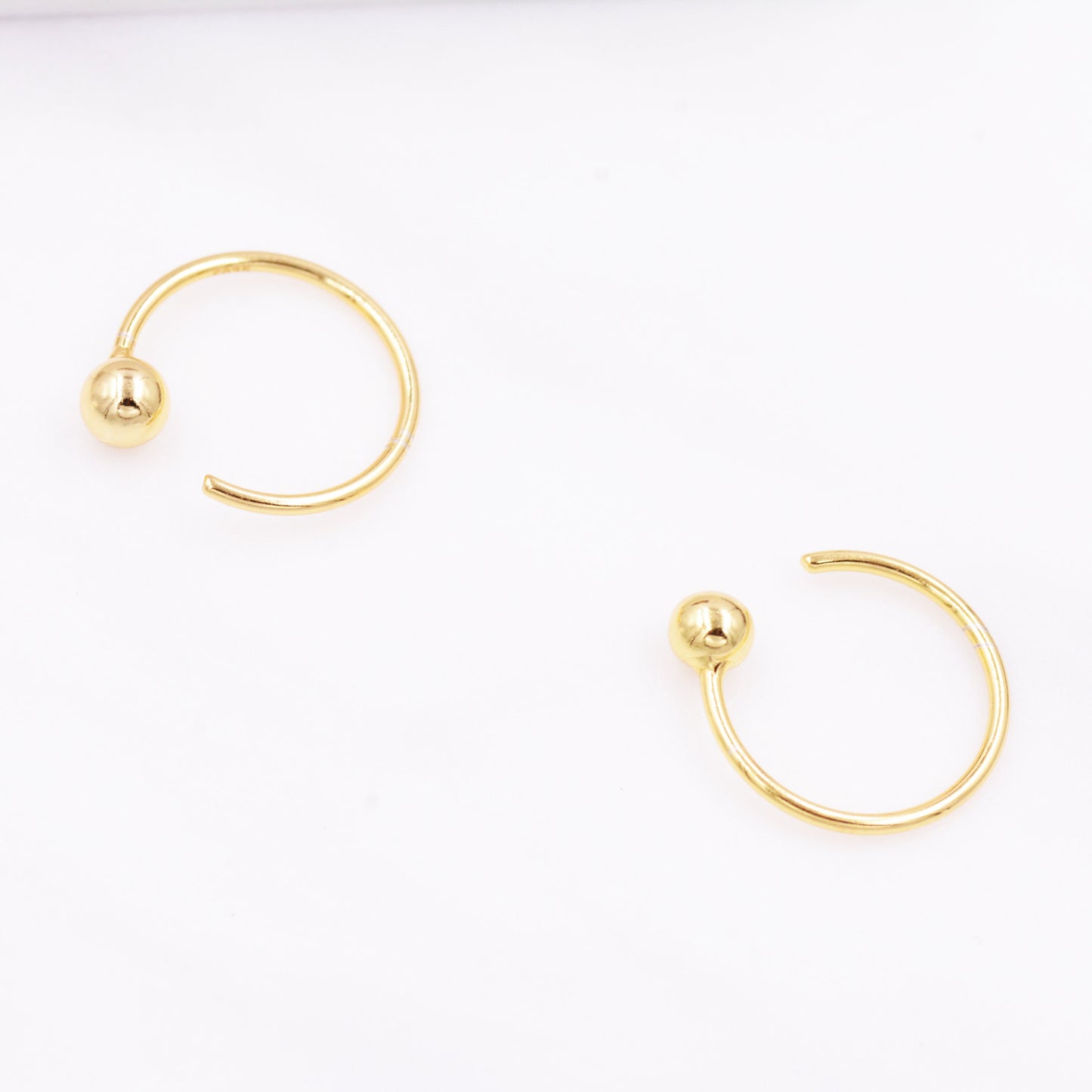 Sterling Silver Large Open Threaders, Ball Huggie Hoop, Circle Open Earrings, Dot Hoop Earrings, Silver or Gold, Open Circle Earrings