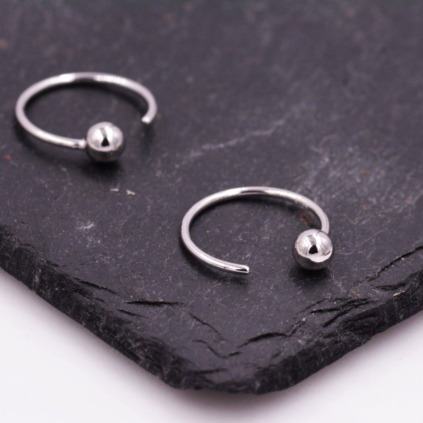 Sterling Silver Large Open Threaders, Ball Huggie Hoop, Circle Open Earrings, Dot Hoop Earrings, Silver or Gold, Open Circle Earrings