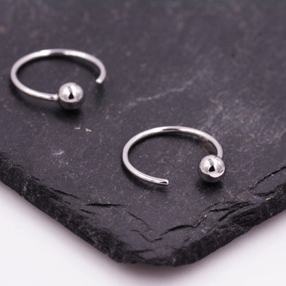 Sterling Silver Large Open Threaders, Ball Huggie Hoop, Circle Open Earrings, Dot Hoop Earrings, Silver or Gold, Open Circle Earrings