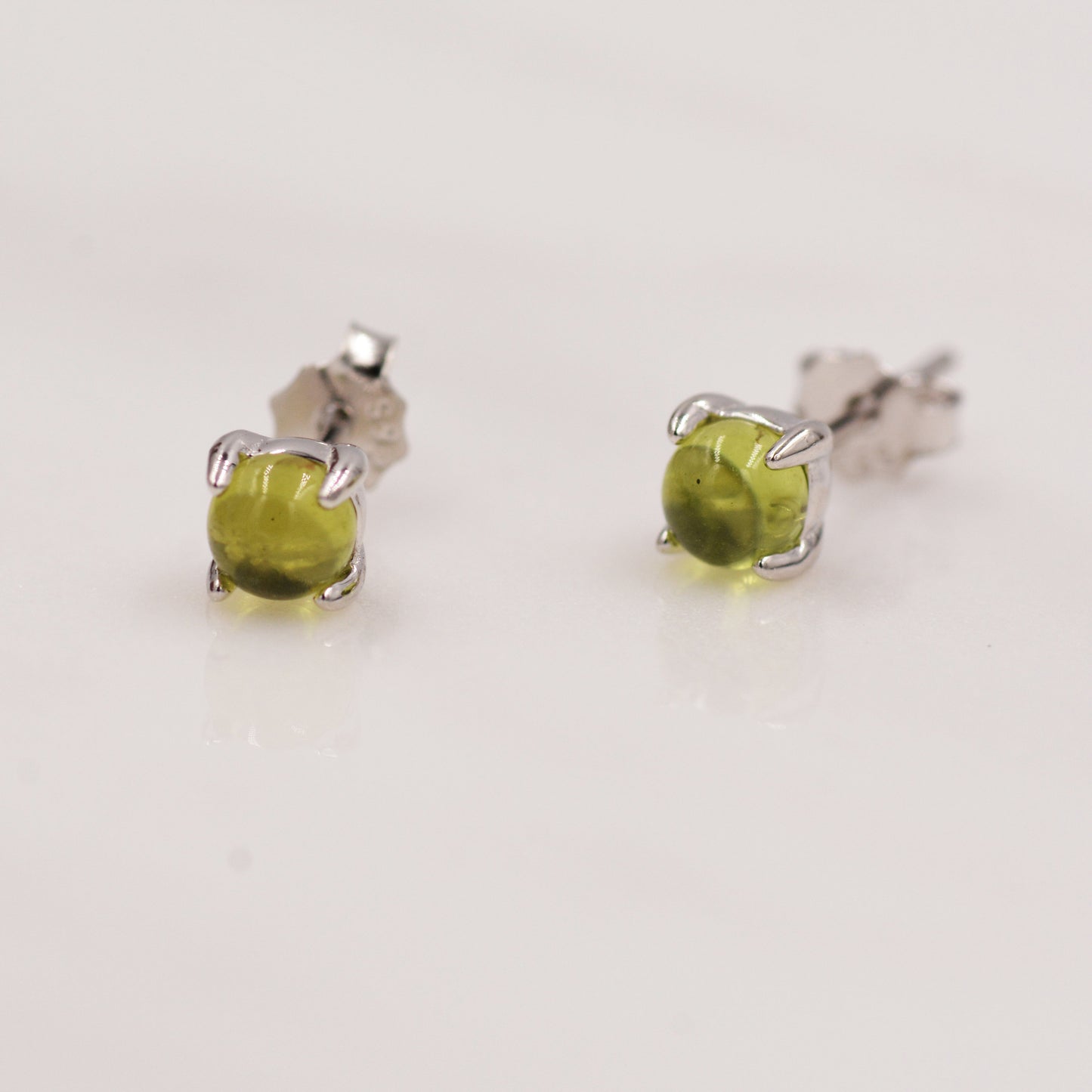 Sterling Silver Peridot Tiny Stud Earrings, Genuine Peridot Stud, Natural Semi-Precious Gemstones, Minimalist and Discreet