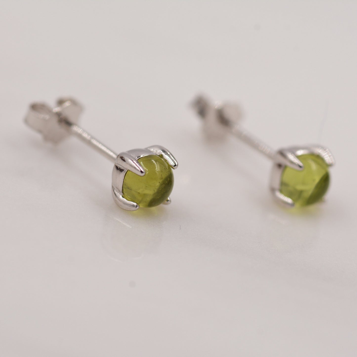 Sterling Silver Peridot Tiny Stud Earrings, Genuine Peridot Stud, Natural Semi-Precious Gemstones, Minimalist and Discreet