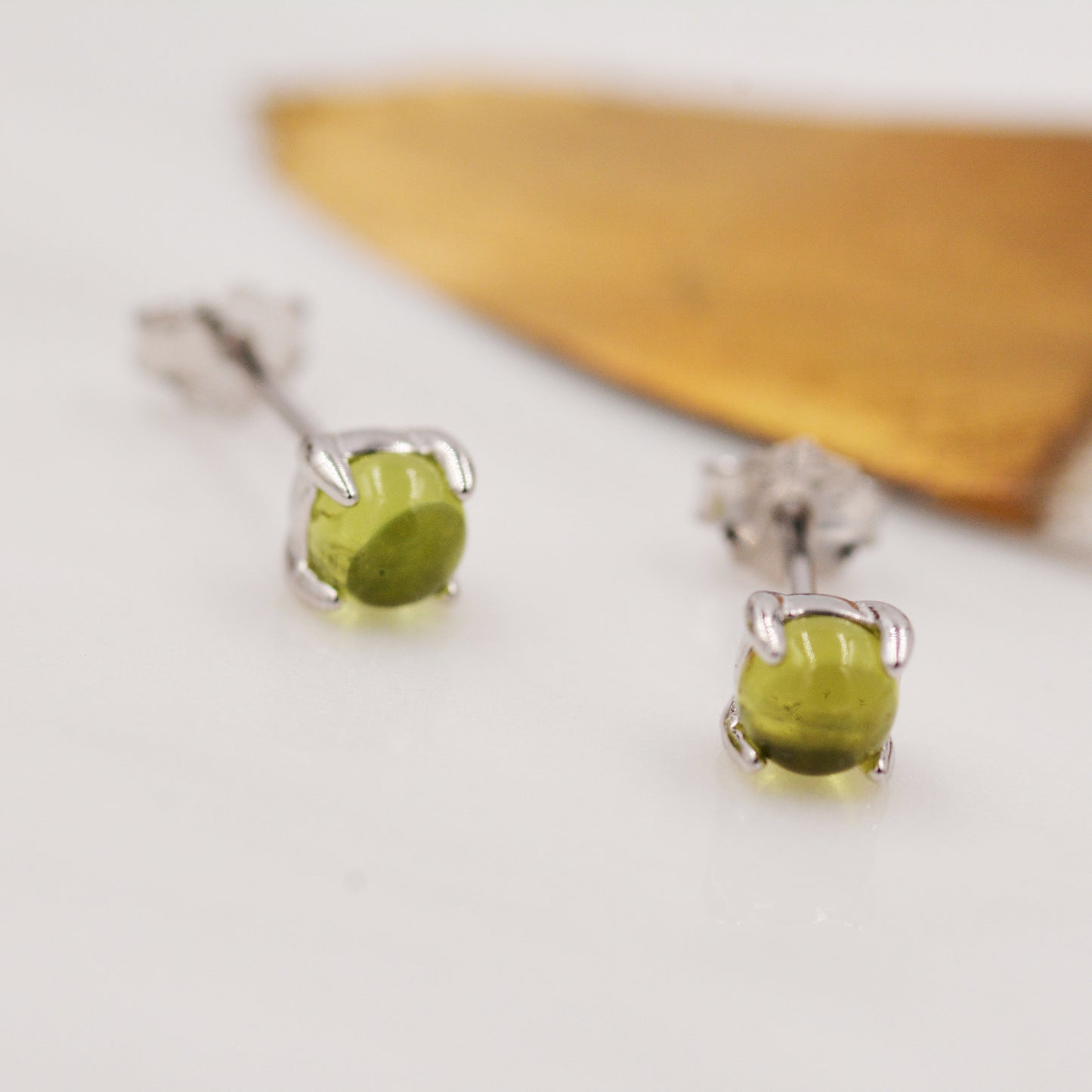 Sterling Silver Peridot Tiny Stud Earrings, Genuine Peridot Stud, Natural Semi-Precious Gemstones, Minimalist and Discreet