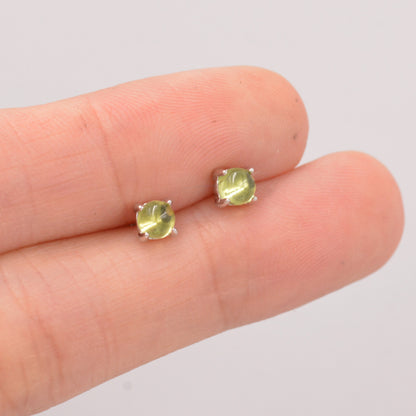 Sterling Silver Peridot Tiny Stud Earrings, Genuine Peridot Stud, Natural Semi-Precious Gemstones, Minimalist and Discreet